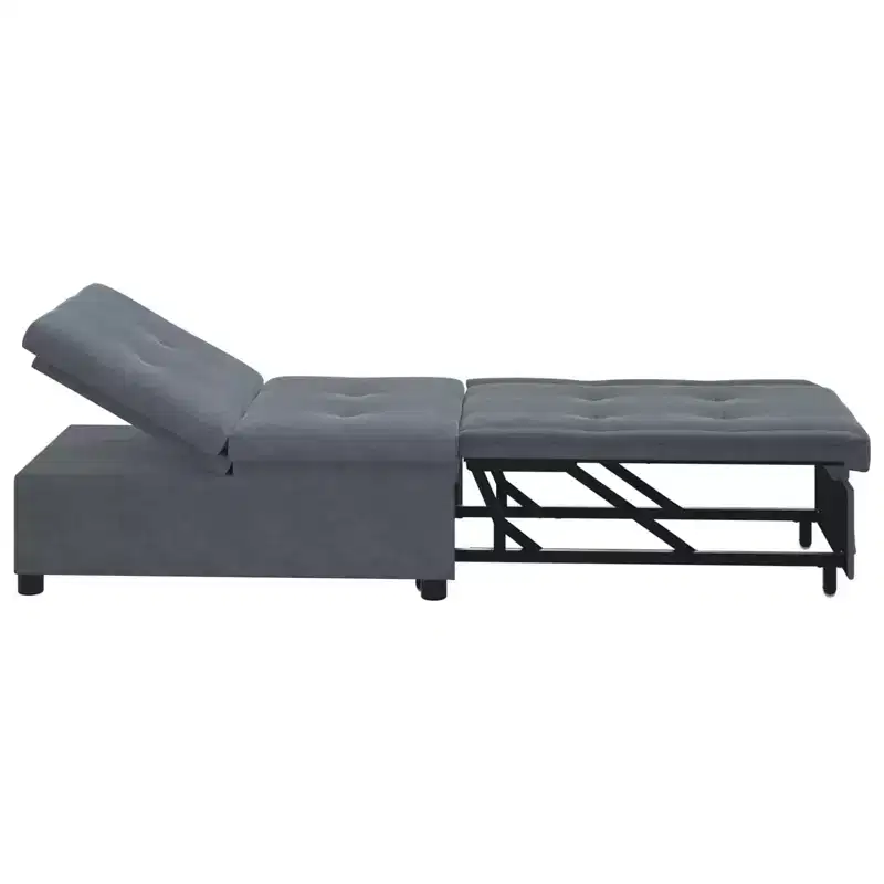Sofa Bed Dark gray 67 x 194 x 38 cm Velvet