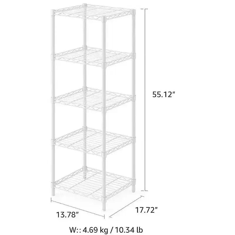 5-Tier Wire Shelving Storage Shelving Unit, Small Kitchen Shelves Metal Adjustable Garage Shelving for Pantry Shelf Kitchen,55 H x 17.7 L x 13.8 W