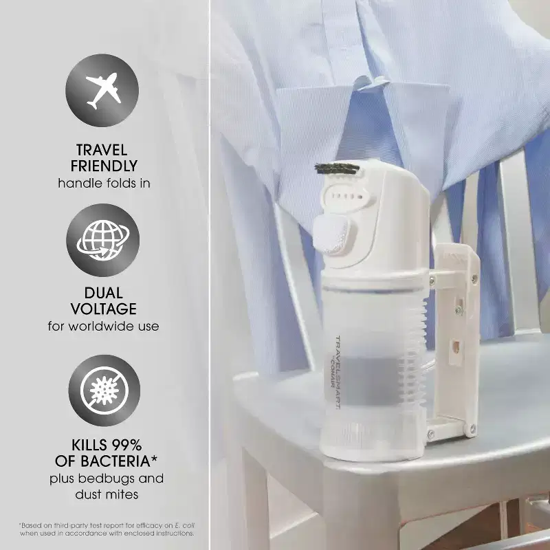 Travel Smart Travel Garment Steamer: Convertible Voltage, Folding Handle