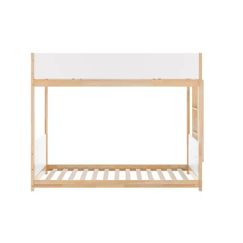Emma and Oliver Kids Bunk Bed with Convertible, Solid Wood Frame and Easy-to-Climb Ladder with No Box Spring Required