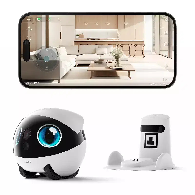 Enabot EBO 2S FamilyBot with 2.5K Resolution, 24/7 Recording, AI Tracking, Scheduled Patrols, Pet Entertainment, Shareable Access, Charging Doc...
