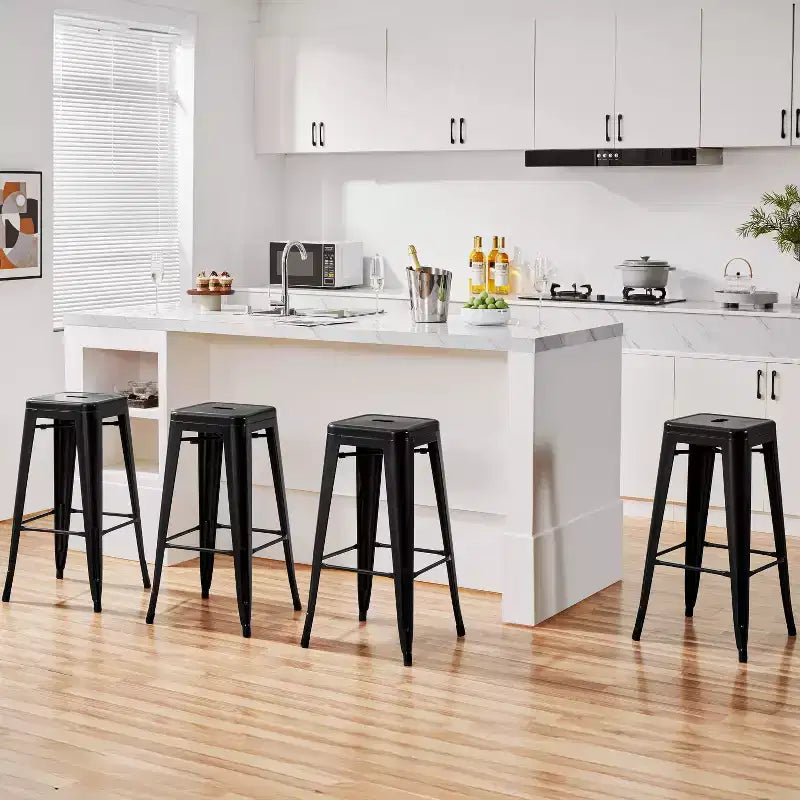 Yaheetech Set of 4 Metal Backless Counter Height Bar Stools Stackable Chairs