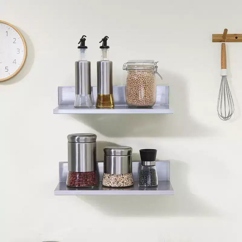 8.6 X 16 Stainless Steel Shelf, Wall Mounted Floating Shelving with Backsplash, 44 Lbs Load Capacity Commercial Shelves