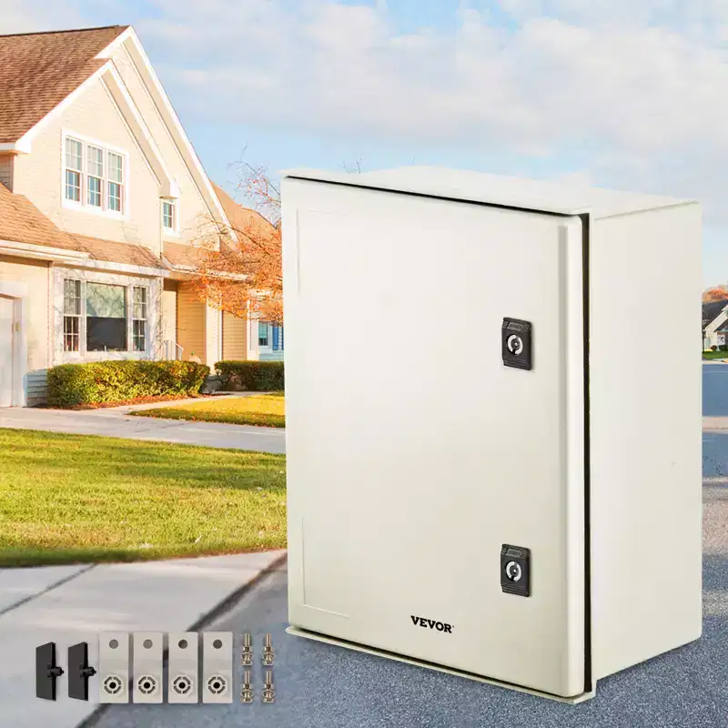 VEVOR NEMA Steel Enclosure, 16 x 12 x 8'' NEMA 4X Fiberglass Electrical Box, IP66 Waterproof & Dustproof,Mounting Plate(40 x 30 x 20 cm), Light Gray