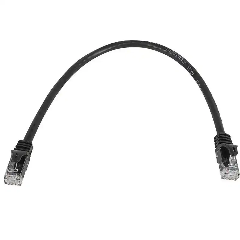 Monoprice Cat5e Ethernet Patch Cable - 0.5 Feet - Black | Network Internet Cord - RJ45, Stranded, 350Mhz, UTP, Pure Bare Copper Wire, 24AWG - Flexboot