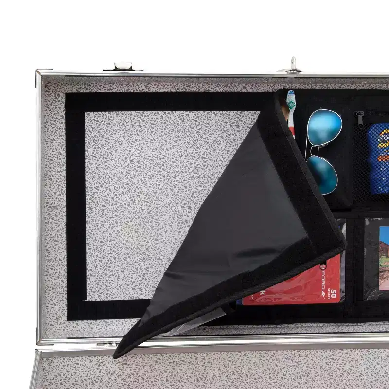 Seward Trunk Lid Organizer: Black Camp Trunk & Footlocker Storage, Universal Utility, No Assembly, 25 lb Capacity