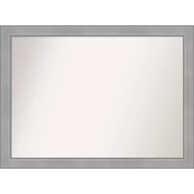 42" x 31" Non-Beveled Vista Brushed Nickel Bathroom Wall Mirror - Amanti Art: Rectangle, Polystyrene Frame, Wall Mounted