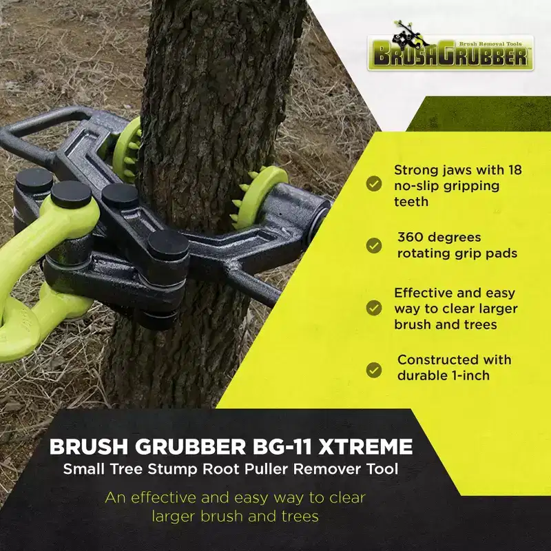 Brush Grubber BG-11 XTREME Larger Brush & Tree Stump Root Puller Remover Tool w/ Rugged Handles, 1 Steel Construction, & 18 Gripping Teeth