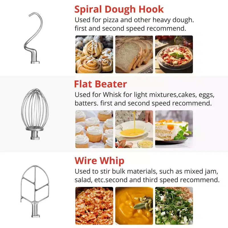 Food Mixer, 15Qt 600W 3-Speed Dough Mixer - Stainless Steel Bowl & Safety Guard for Bakeries Restaurants