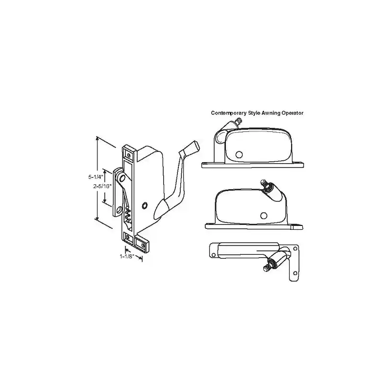 Brixwell 41-205p D Awning Operator Straight Arm mill Top Hole Is Offset awO-003-RH-Ml contemporary Style