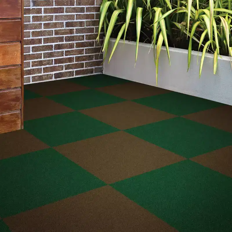 24" 15pk Self Stick Carpet Tile Fern Green - Foss Floors: Indoor/Outdoor, Pet-Friendly, Quick Dry, Molded Polyester
