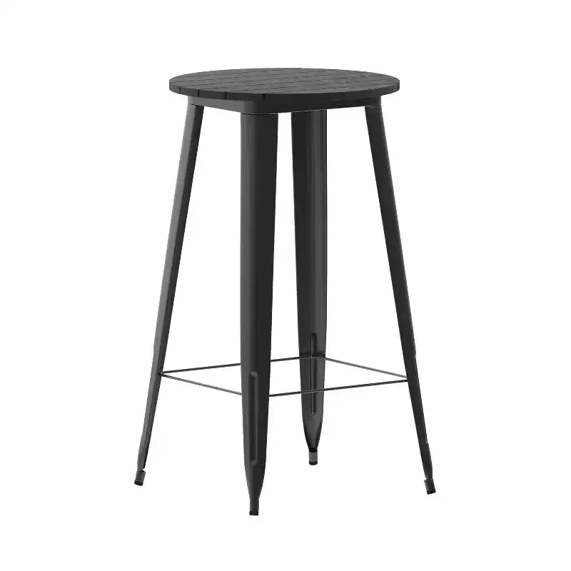 Merrick Lane Indoor/Outdoor Bar Top Table, 23.75 Round All Weather Poly Resin Top with Steel base