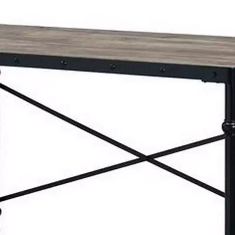 Royal Hampton Writing Desk with Casters and Nail Accents, Black
