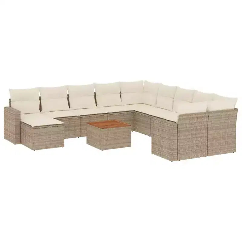 vidaXL Patio Sofa Set with Cushions Outdoor Furniture 12 Piece Poly Rattan