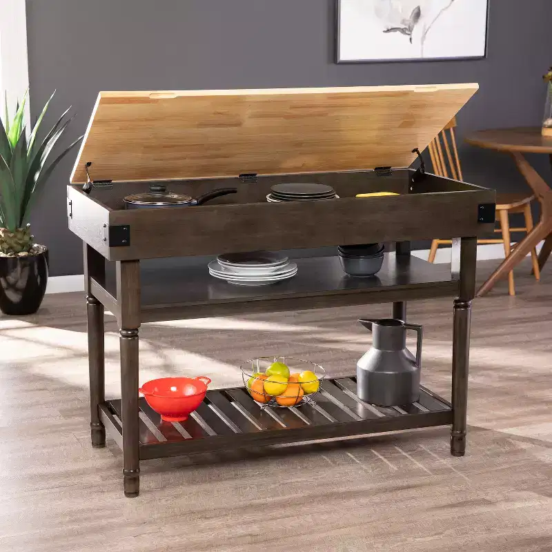 HomeStock Furniture Waysmere Kitchen Island, Smoked ash, Natural