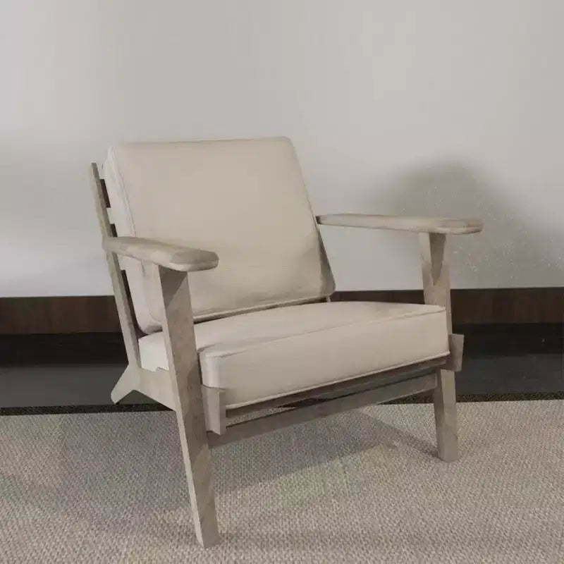 Handcrafted Mango Wood Accent Chair with Cushioned Seat and Angled Legs