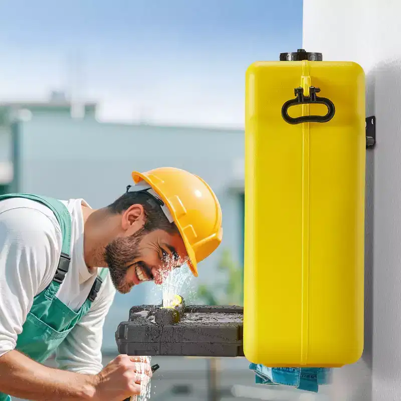 VEVOR Portable Eye Wash Station 14 Gal, OSHA-Approved Eyewash Station Wall-Mounted/On Flat Surface, Emergency Eye Wash Unit with 2 Sprays, Yellow