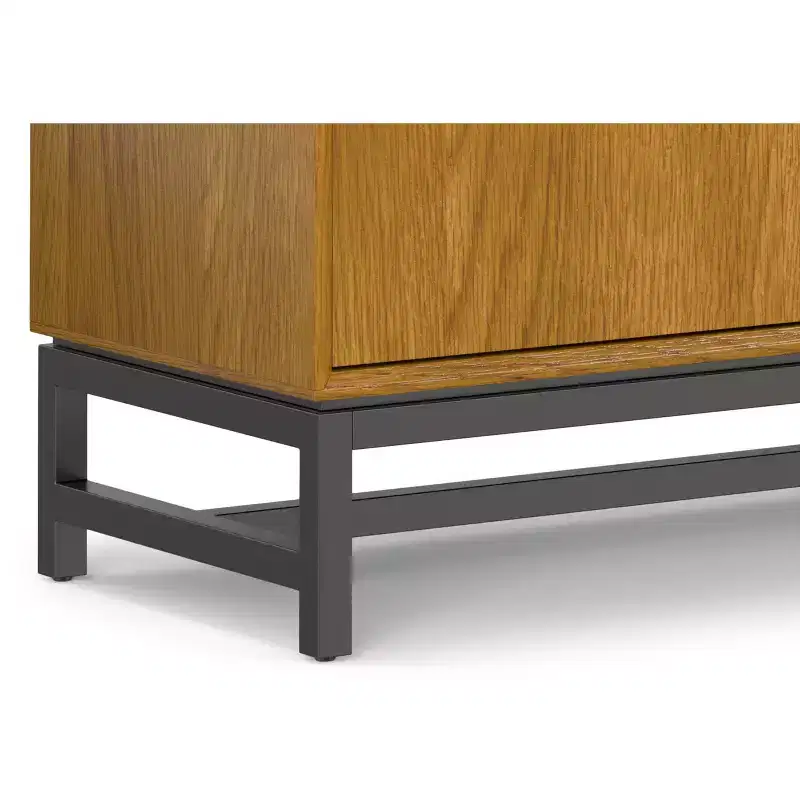 Devlin and Metal 60 inch Wide Rectangle Industrial Sideboard with Centre Drawers in Oak Veneer