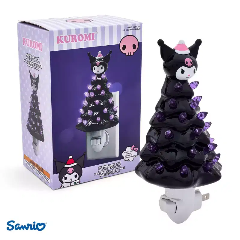 Ukonic Sanrio Kuromi 6-Inch Ceramic Christmas Tree Plug-In Nightlight
