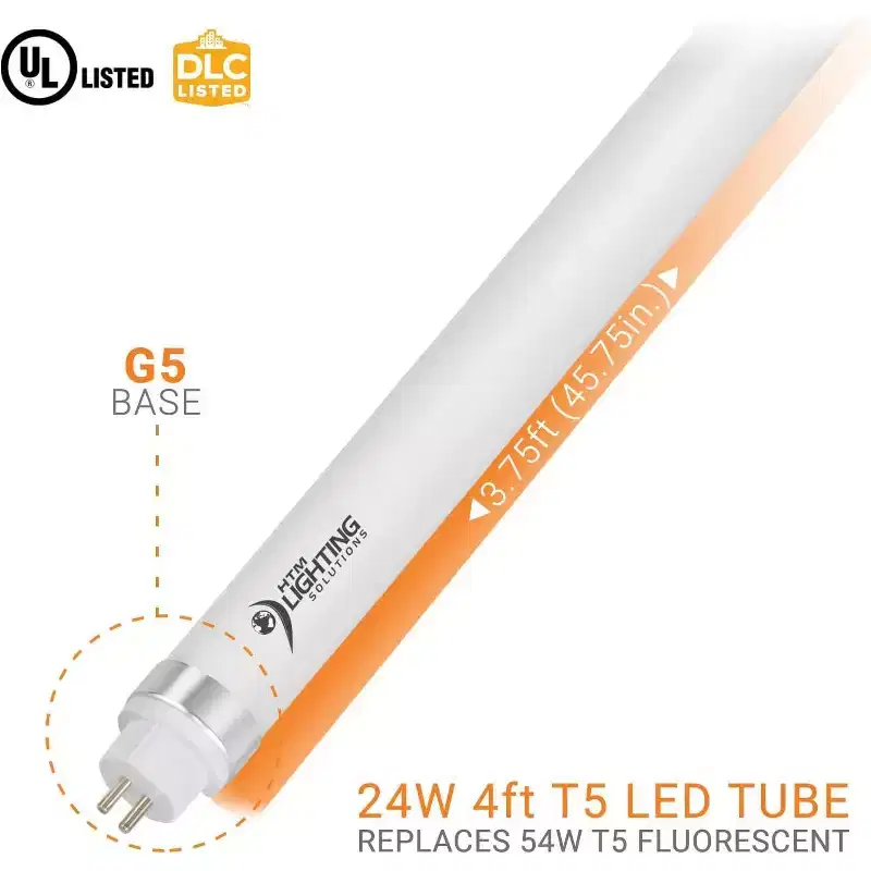HTM Lighting Solutions LED Tube Lights 4ft. T5 24W Milky Lens - 4000K Natural White Brightness (24-Pack)