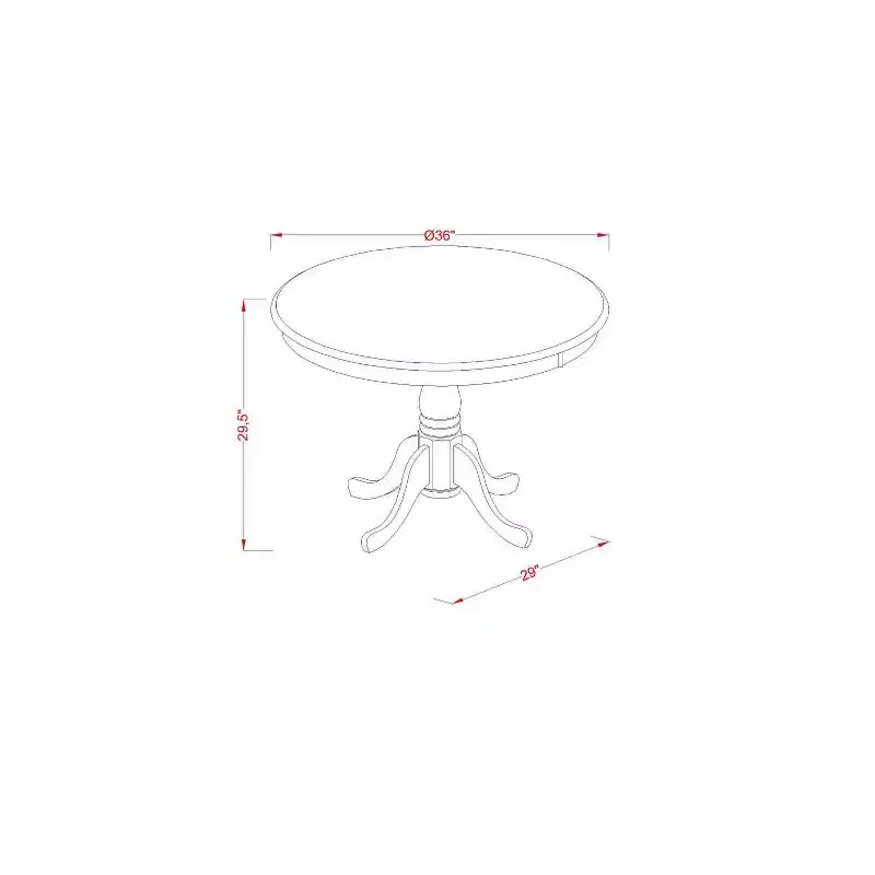 Round Pedestal Dining Table Set - 3 Piece Kitchen Chairs - 36 Inch Mahogany Finish - Small Space Dining