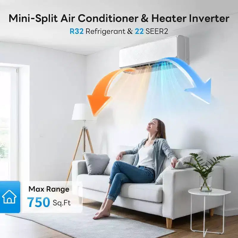 Ductless Mini Split Air Conditioner & Heater with Inverter Technology - 22 SEER2 - White