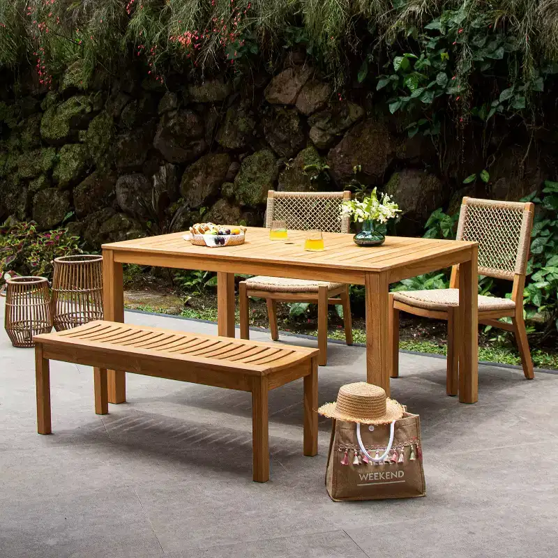 Sonoma Lane 4pc Eola Teak Wood Outdoor Patio Dining Set Brown - Weather-Resistant