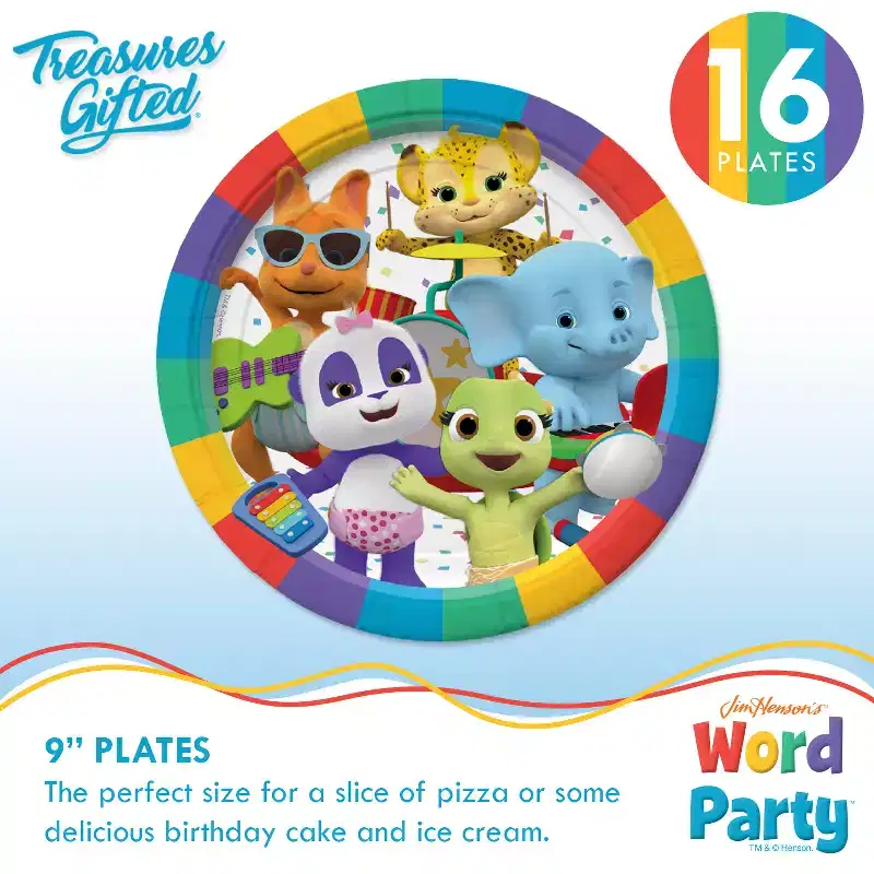 Treasures Gifted Word Party Birthday Supplies Tableware Deluxe Set for 16 Guests