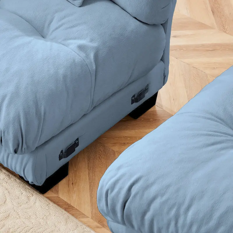 L Shaped Loveseat Sofa Chenille Sectional Couch with Lumbar Pillows