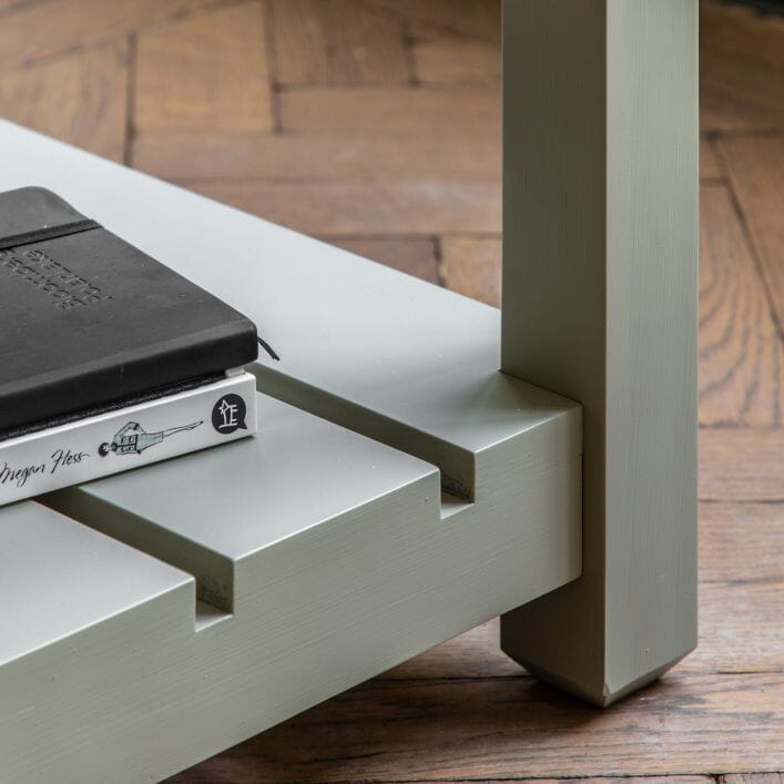 Sage Green Painted Side Table with Oak Top