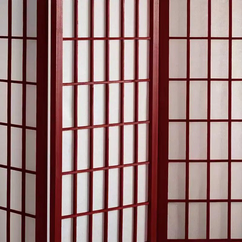 4 ft. Tall Window Pane Shoji Screen - Rosewood (6 Panels): Oriental Furniture, Hardwood Frame, Metal Hardware, No Assembly Required