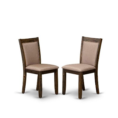 HomeStock 7-Piece Distressed Jacobean Finish Solid Wood Top Dining Table with 6-Parson Chairs