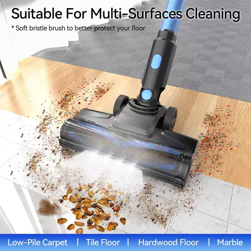 DEVOAC N8 Cordless Vacuum Cleaner, Lightweight Stick Vacuum with Powerful Suction, 2200mAh Battery 40 Mins Runtime, Self-Standing Vacuum Cleaners