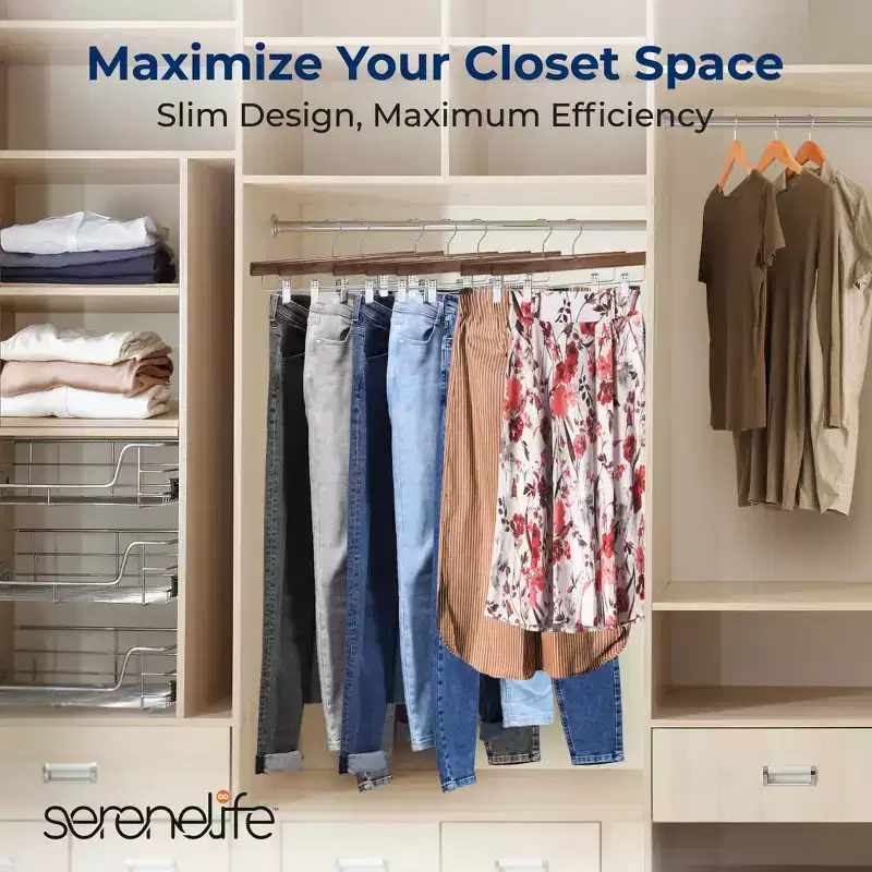 SereneLife Premium Wooden Pants Hangers