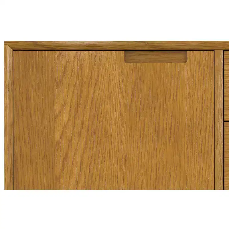 Devlin and Metal 60 inch Wide Rectangle Industrial Sideboard with Centre Drawers in Oak Veneer