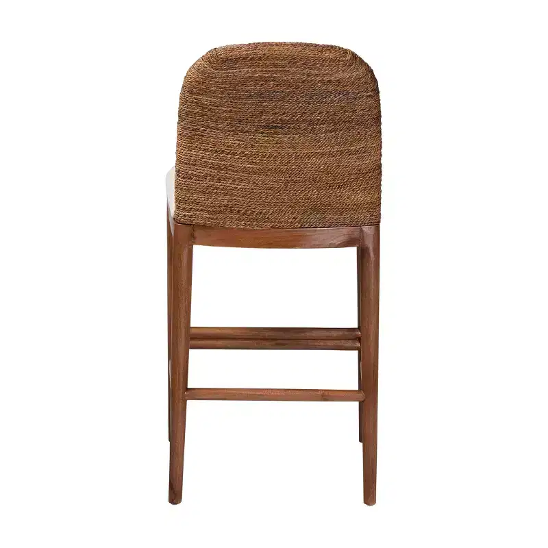 bali & pari Nadim Natural Seagrass and Acacia Wood Counter Height Barstool Set White/Natural: Polyester Upholstery, Spot Clean