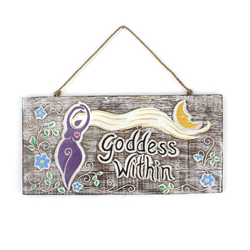 Goddess Within, Carved Wood Hanging Plaque