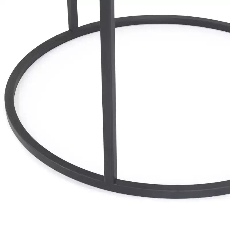 Gramercy Round Mirrored Side Table Black - Finch: Antique Finish, No Assembly Required, Metal Frame