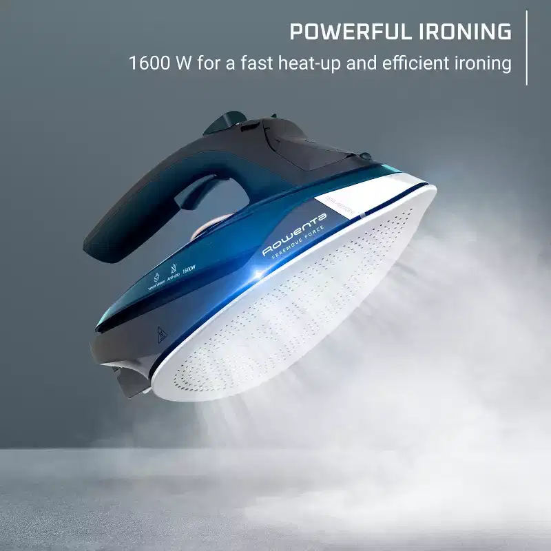 Rowenta Freemove Force 1600W Cordless Steam Iron with Stainless Steel Soleplate - Black & Blue