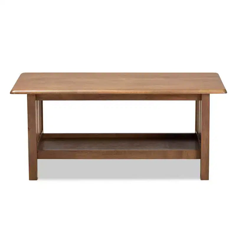 Rylie Rectangular Wood Coffee Table Brown - Baxton Studio: Mission Style, Lower Shelf Storage