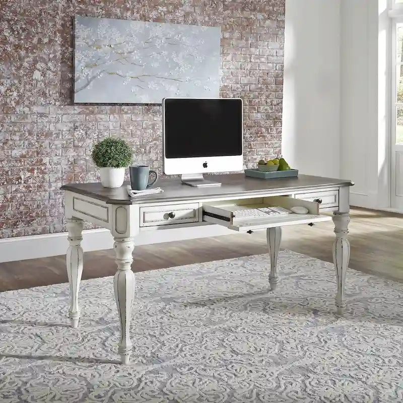 Magnolia Manor Antique White Weathered Bark Writing Desk
