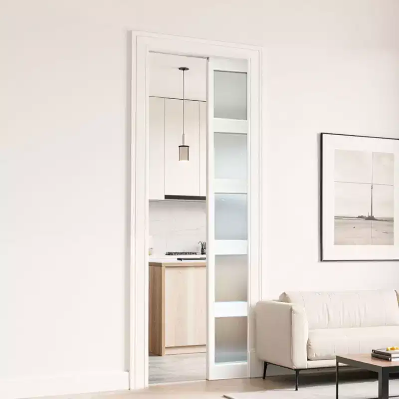 VEVOR Sliding Pocket Door Hardware Track Kit, 56.73 Pocket Door Track Kit with Soft Close Mechanism for Smooth and Quiet Sliding, Silver
