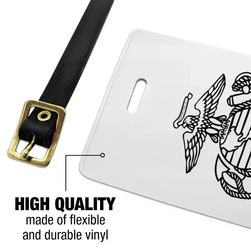 Marine Corps USMC Black White Eagle Globe Anchor Logo Officially Licensed Luggage ID Tags Set of 2