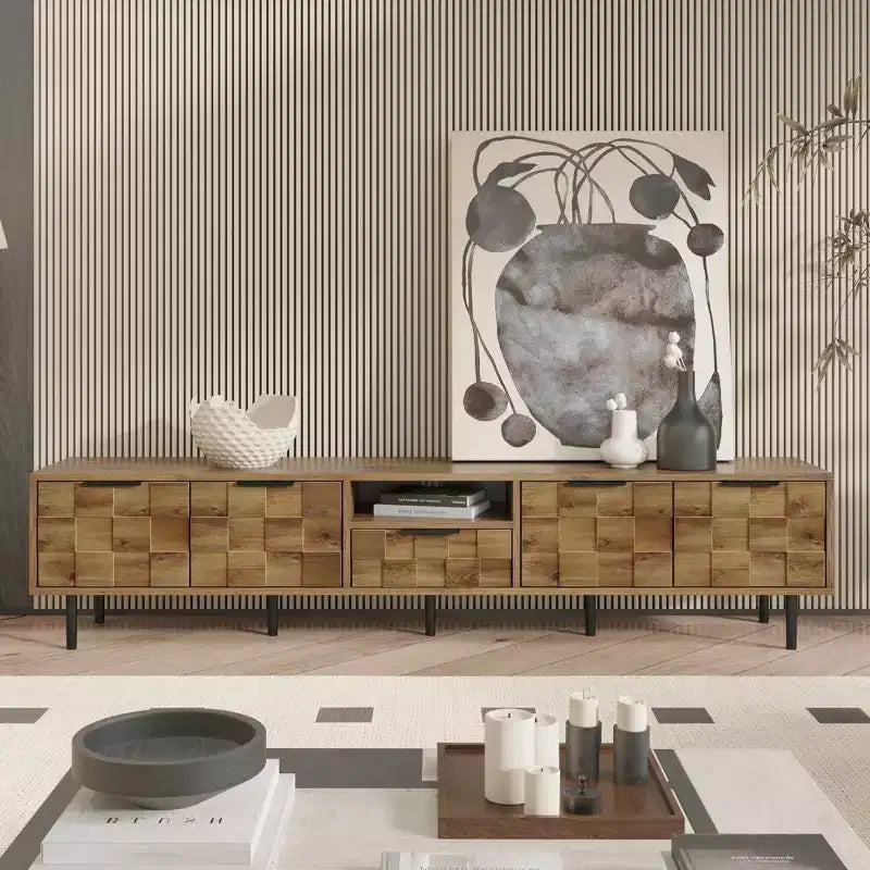 MAYEERTY TV Stand for Living Room, TV Stand Entertainment Center Wood Tv Media with Storage