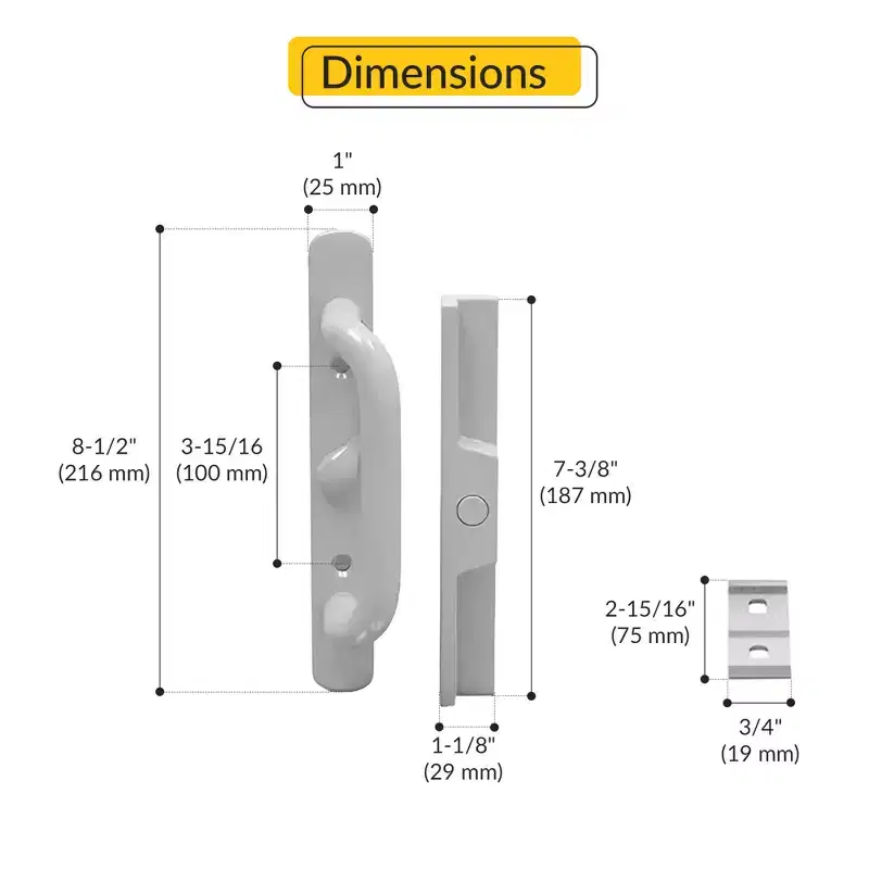 Brixwell 13-441rhw Patio Door Handle White Offset Latch Without Mortise Lock Right Hand Type