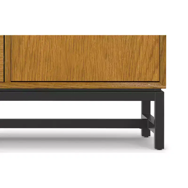 Devlin and Metal 60 inch Wide Rectangle Industrial Sideboard with Centre Drawers in Oak Veneer
