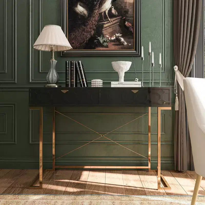 CLIHOME 42-in Modern/Contemporary Console Table, Writing Desk with 2 Drawers