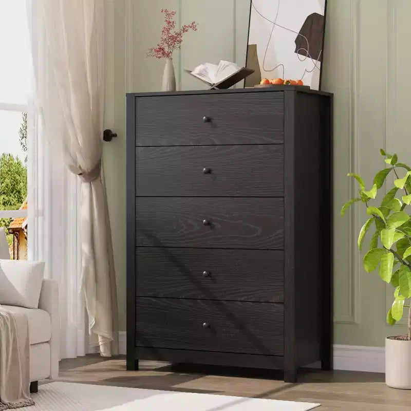 5 Wooden Drawer Dresser for Bedroom  Modern Simply Chest of Drawers, Modern Storage Organizer for Living Room, Entryway, Home Furniture