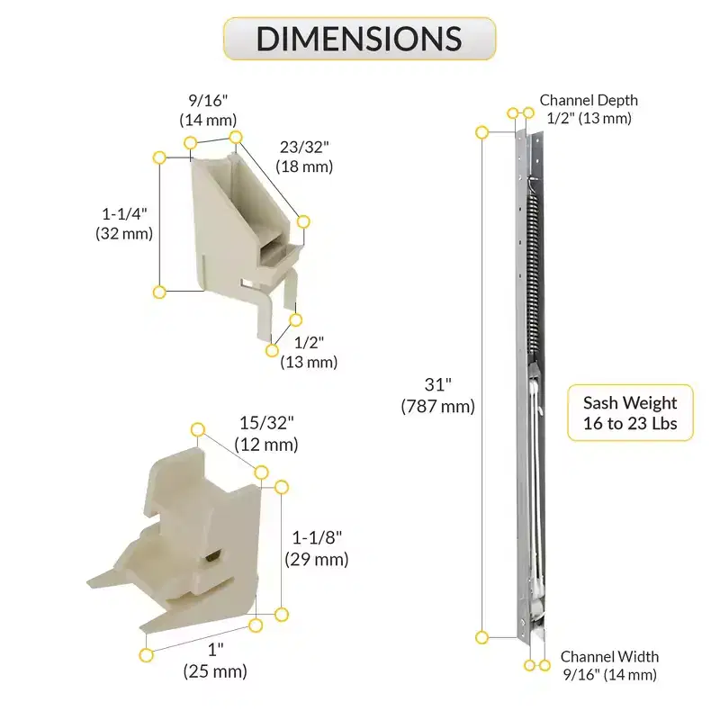Brixwell 60-303-1 Aluminum Window Channel Balance 31 x 9/16 for 1623 lb Sash with 60-507A / 60-501A Guides