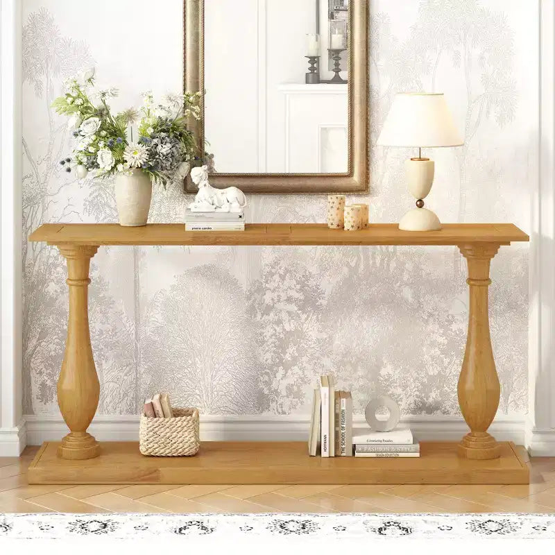 Bestier Console Tables for Entryway, 60 Wood 2-Tier Entry Hallway Table, Narrow Sofa Table Behind Couch Table for Living Room, Entrance
